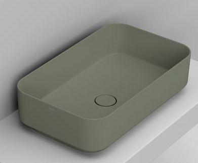 Ceramica Dolomite Noemi lavabo 64x38.5 cm rettangolare da appoggio verde opaca D311275