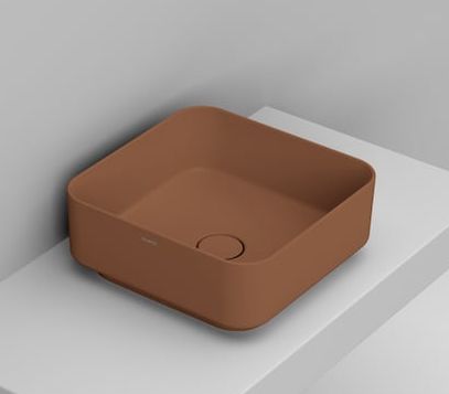 Ceramica Dolomite Noemi lavabo 40x40 cm quadrata da appoggio marrone/beige opaca D311761