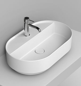 Ceramica Dolomite Noemi lavabo 65x40 cm ovale da appoggio bianco opaca D312041