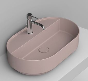 Ceramica Dolomite Noemi lavabo 65x40 cm ovale da appoggio rosa D312065