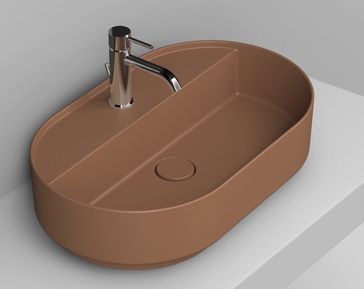 Ceramica Dolomite Noemi lavabo 65x40 cm ovale da appoggio marrone/beige opaca D312061