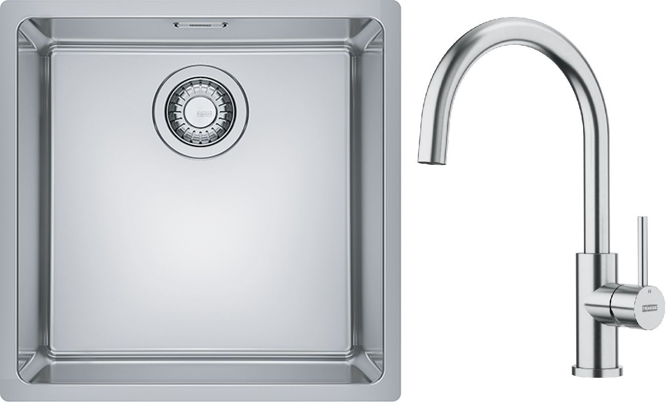 Set lavello in acciaio Franke Maris 122.0525.224, rubinetto da cucina Franke Smart Glenda 115.0747.473