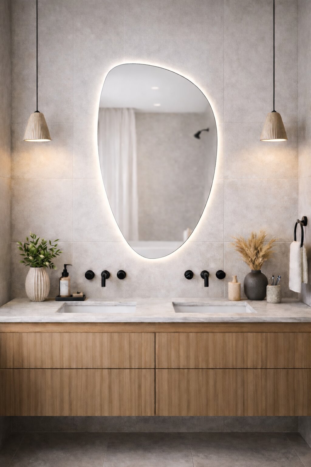 Baltica Design Stone Fluid specchio 55x92 cm con illuminazione 5904107933108