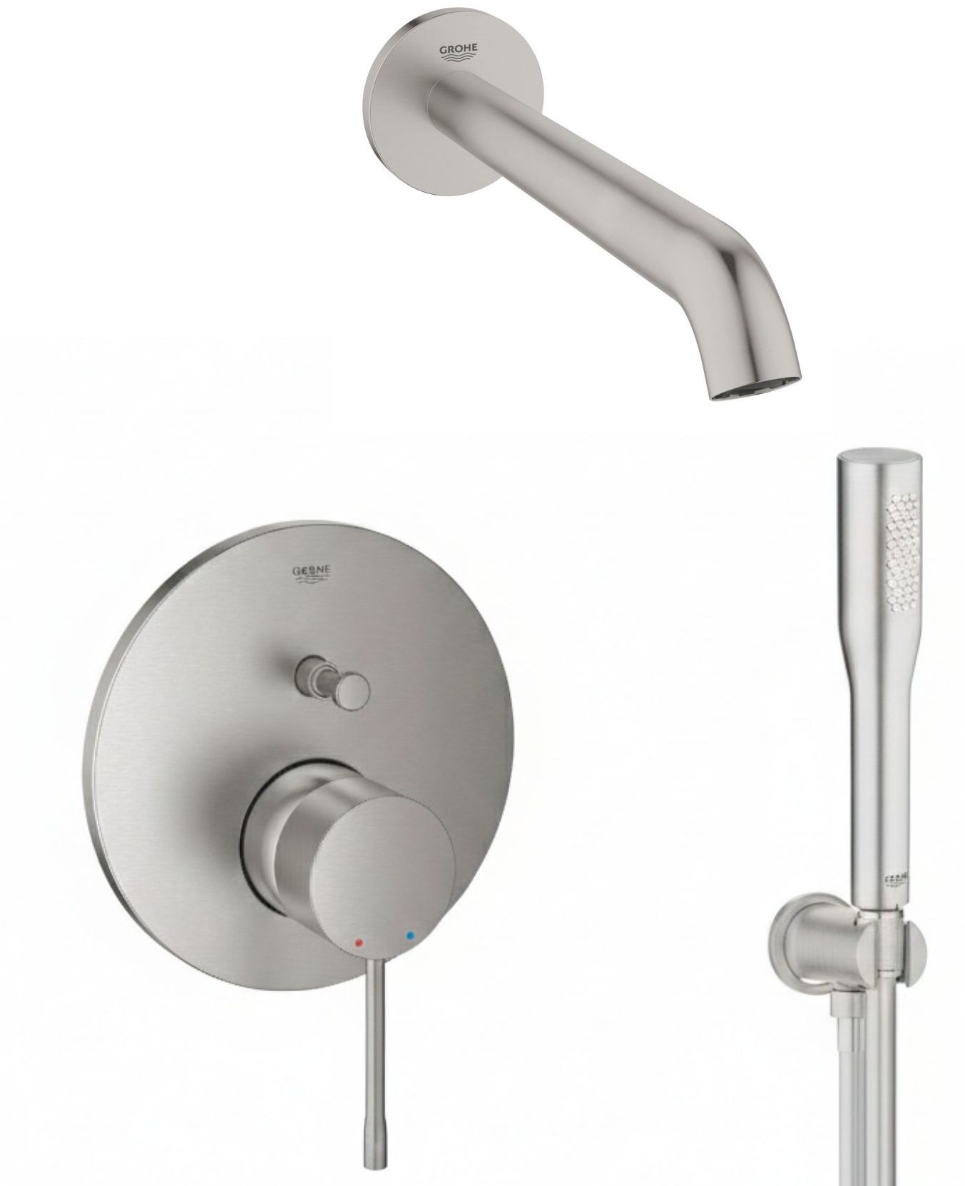 Set rubinetto per vasca e doccia Grohe Essence 24058DC1, bocca di erogazione per rubinetto Grohe Essence 13449DC1, 26658DC0, 27400DC0, 28362DC1