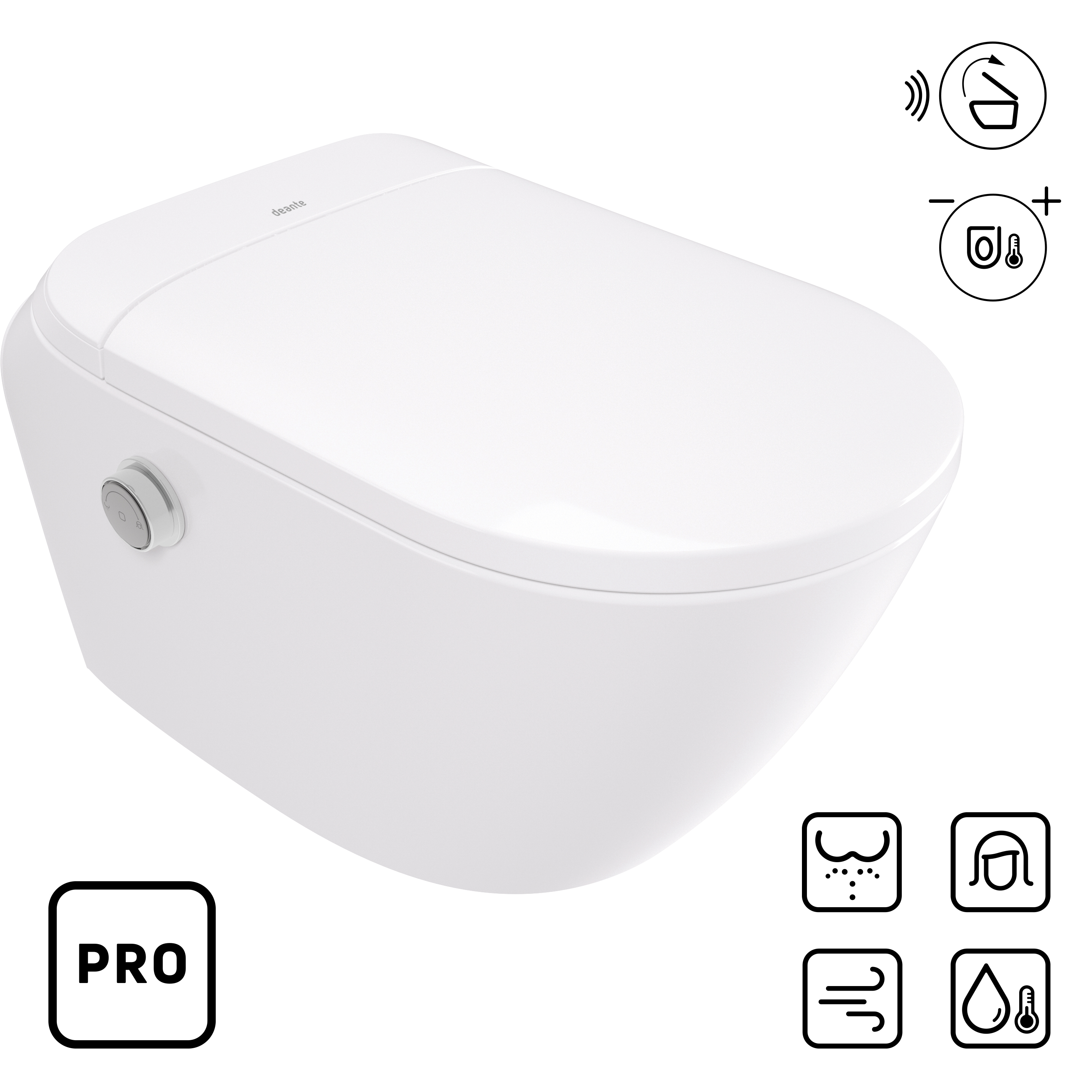 Deante Silia vaso con sedile bidet e manopola di comando sospeso senza brida bianco CSID6ZPW