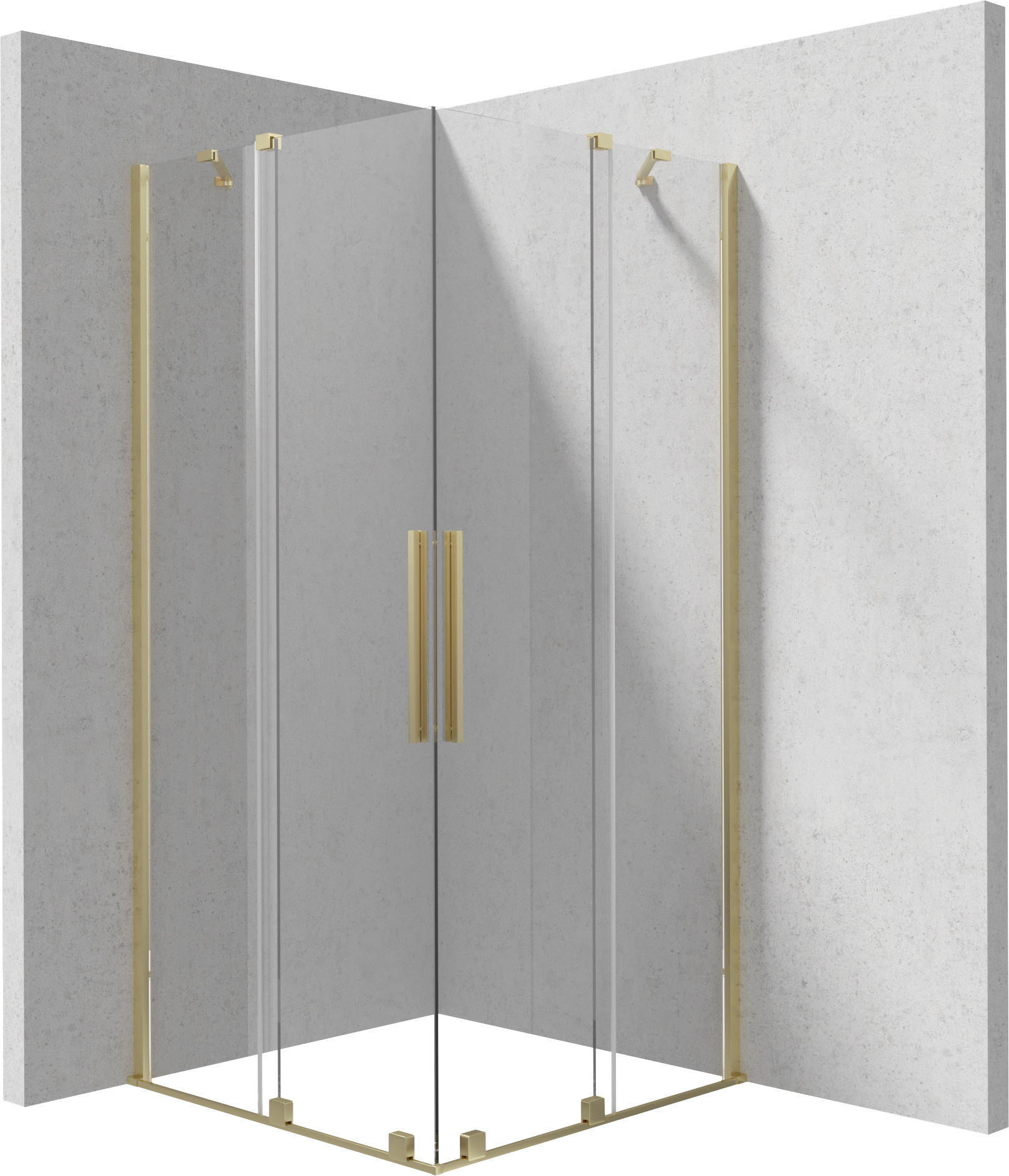 Deante Prizma box doccia 100x100 cm quadrato oro spazzolata/vetro trasparente KPNRP10P10