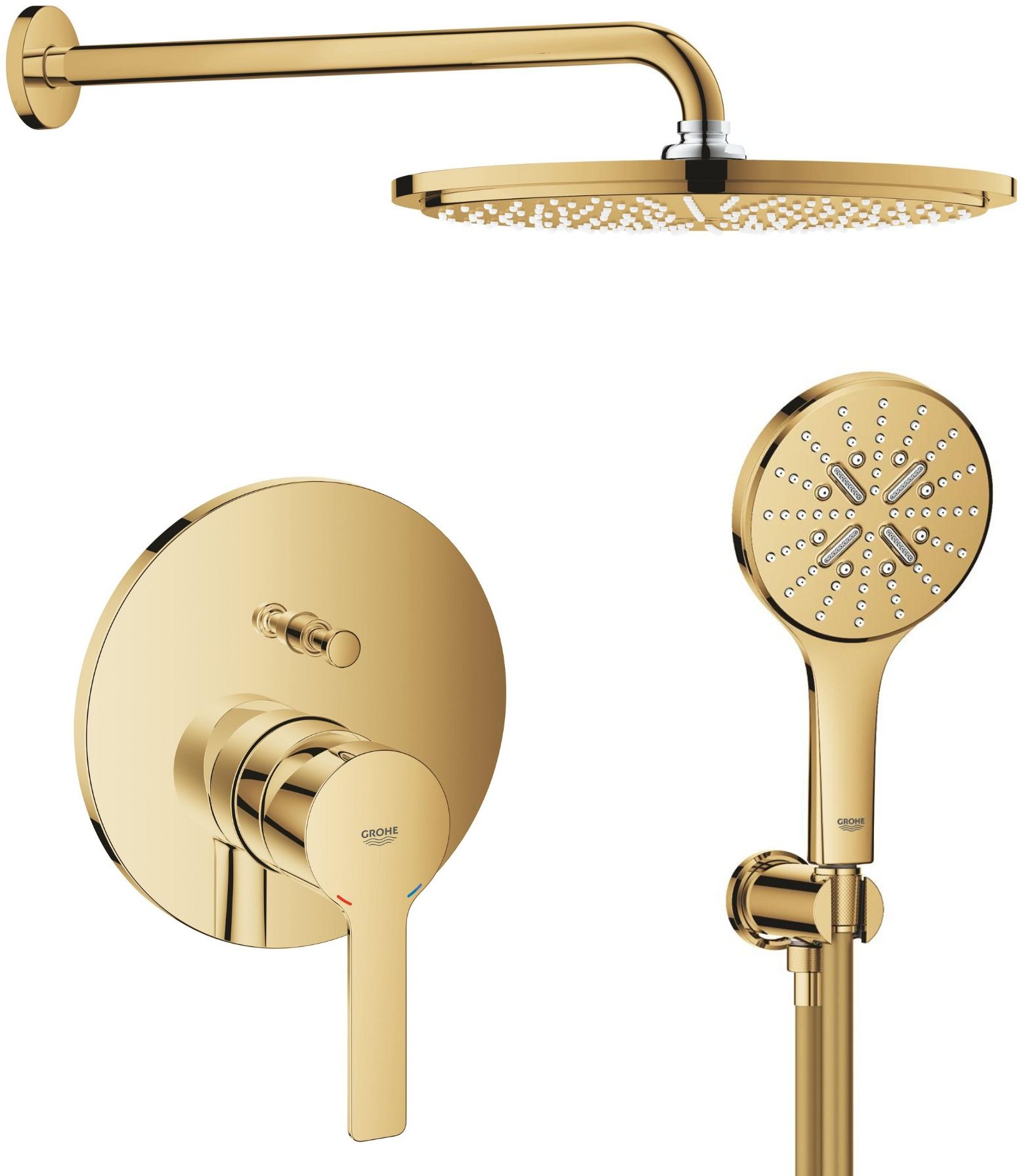 Set soffione doccia Grohe Rainshower 26066GL0, rubinetto per vasca e doccia Grohe Lineare 24064GL1, 26574GL0, 26658GL0, 28362GL1