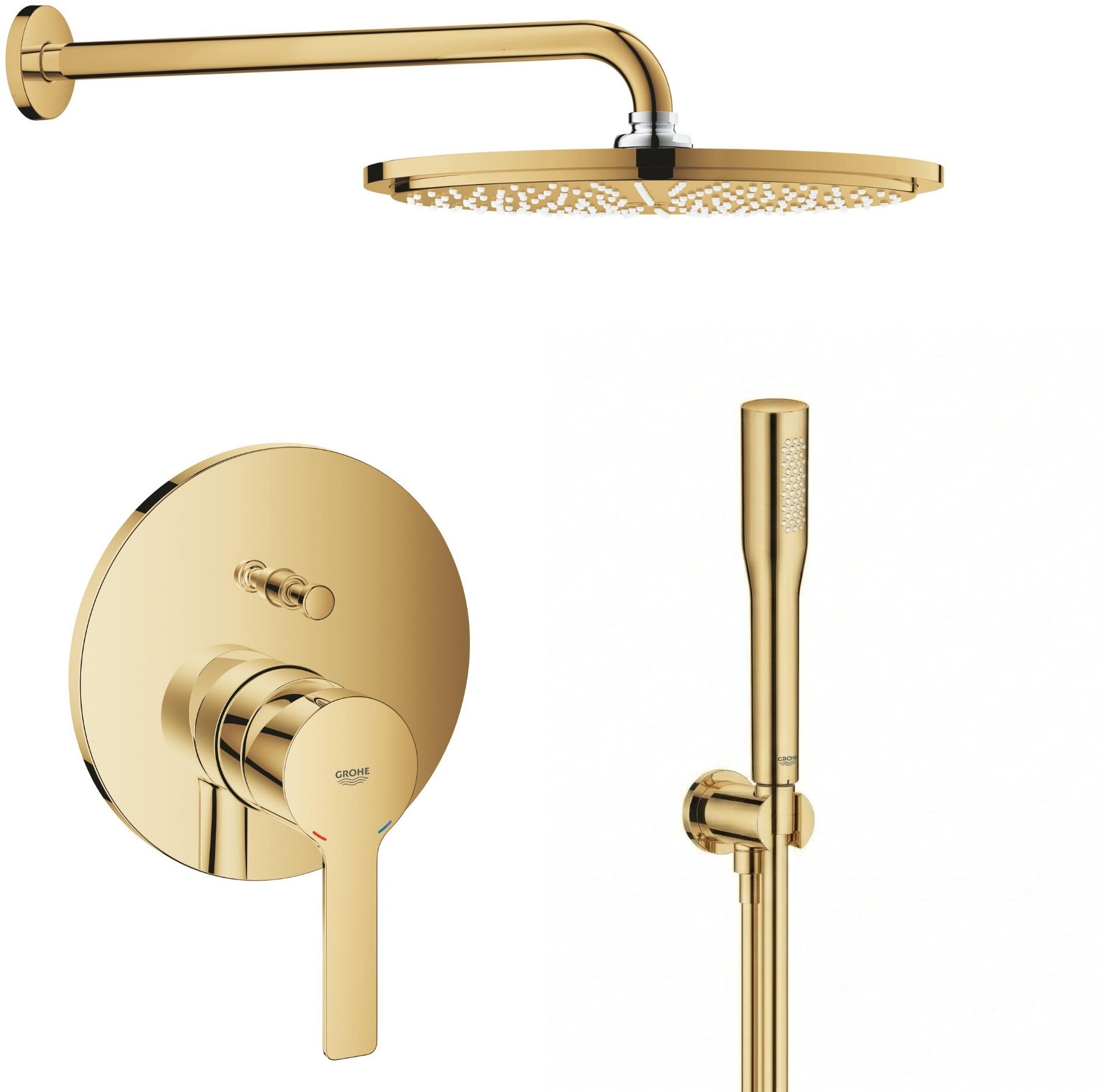 Set soffione doccia Grohe Rainshower 26066GL0, rubinetto per vasca e doccia Grohe Lineare 24064GL1, 26658GL0, 27400GL0, 28362GL1