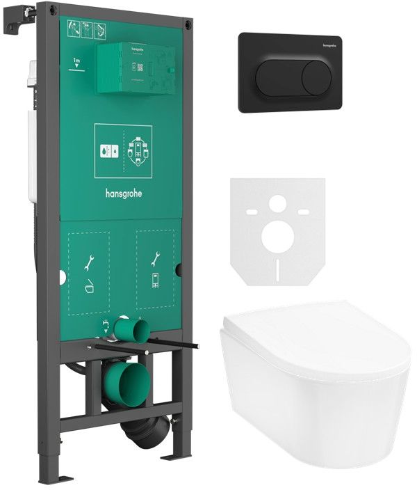 Set vaso WC Hansgrohe EluPura S 60193450, modulo di installazione Hansgrohe iFrame universal 01022180, 60148450, 66002670