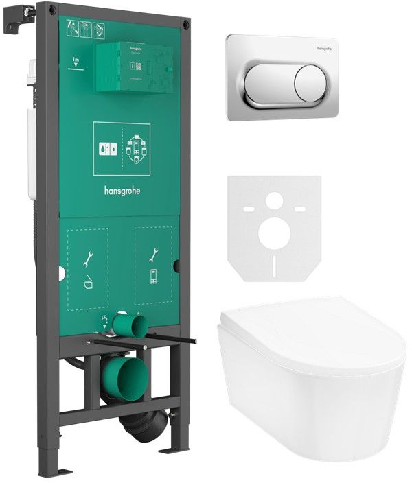 Set vaso WC Hansgrohe EluPura S 60193450, modulo di installazione Hansgrohe iFrame universal 01022180, 60148450, 66002000