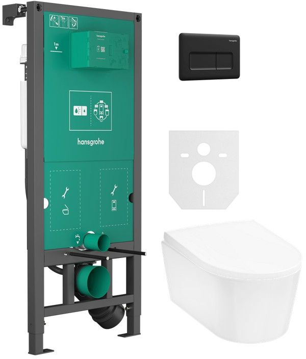 Set vaso WC Hansgrohe EluPura S 60193450, modulo di installazione Hansgrohe iFrame universal 01022180, 60148450, 66001670