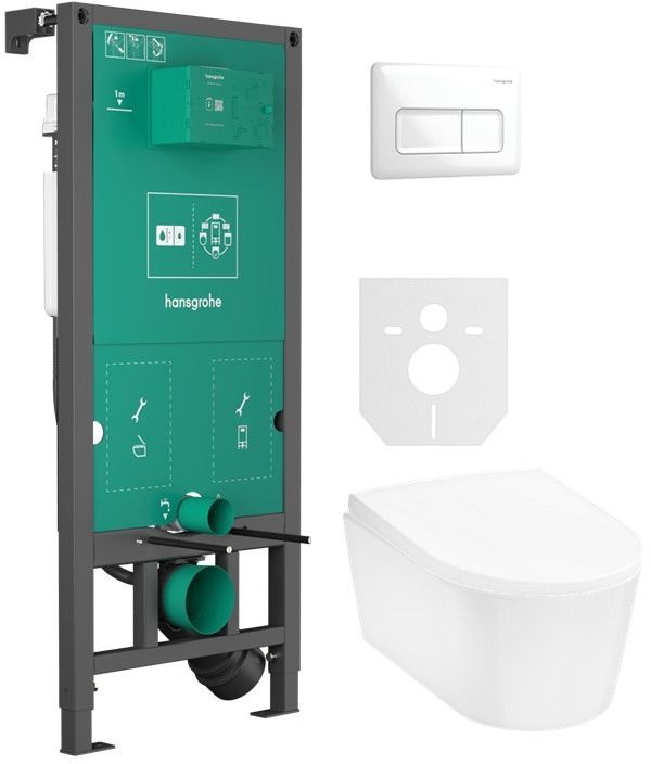 Set vaso WC Hansgrohe EluPura S 60193450, modulo di installazione Hansgrohe iFrame universal 01022180, 60148450, 66001700