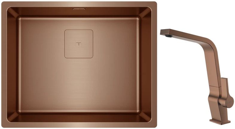 Set lavello in acciaio Teka Flexlinea 115000025, rubinetto da cucina Teka ICC 116030007
