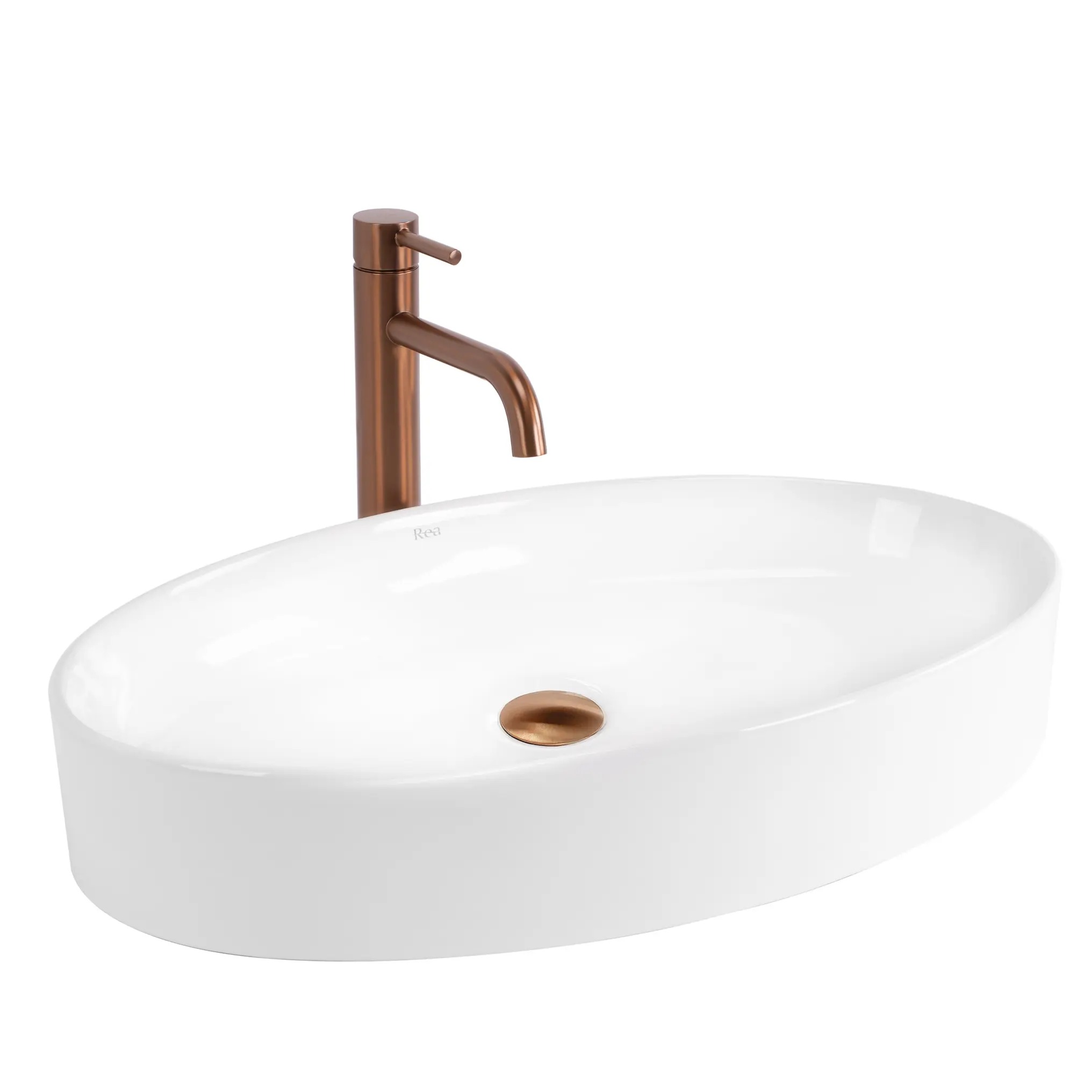 Rea Adriana lavabo 61.5x37.5 cm ovale da appoggio bianco REA-U6352