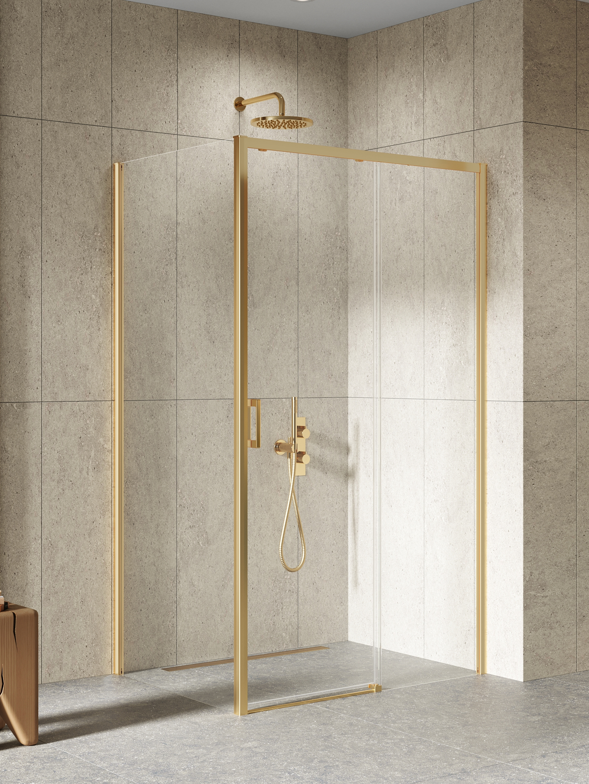 New Trendy Prime box doccia 140x80 cm rettangolare oro spazzolata/vetro trasparente D-0792A/D-0329B