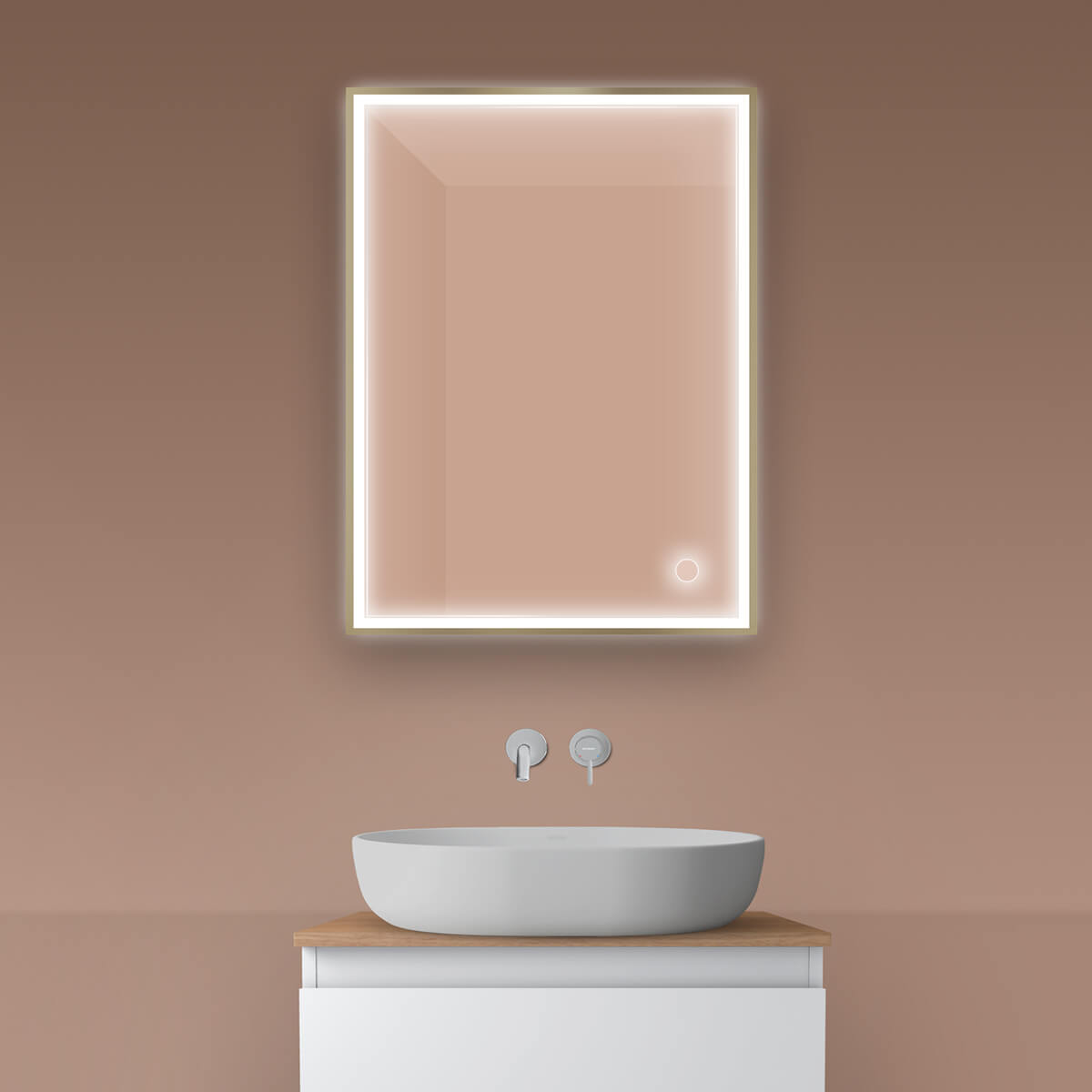 Oltens Nordlis specchio 60x80 cm rettangolare con illuminazione con tappetino riscaldante 64105510