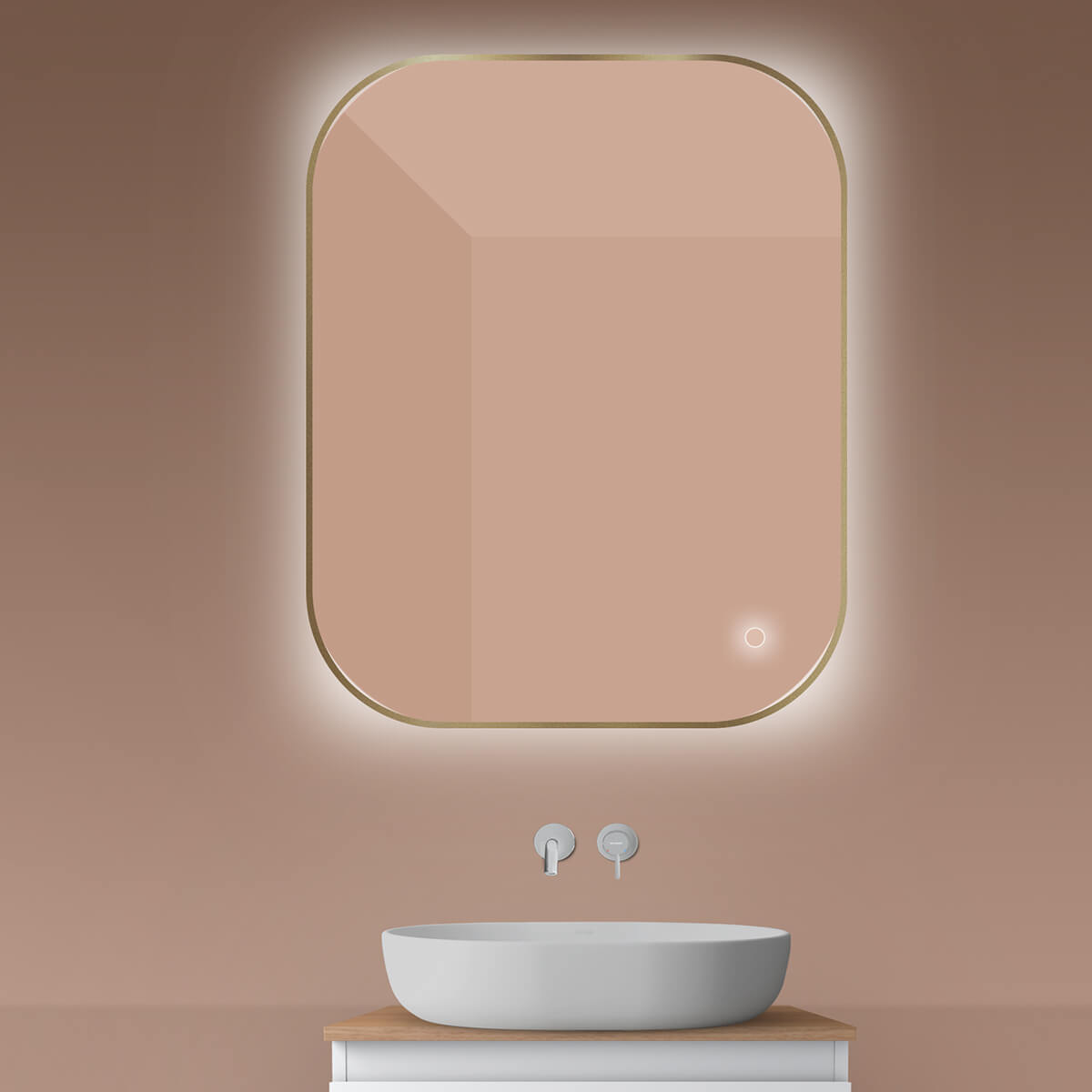 Oltens Nordlis specchio 80x100 cm rettangolare con illuminazione con tappetino riscaldante 64127510