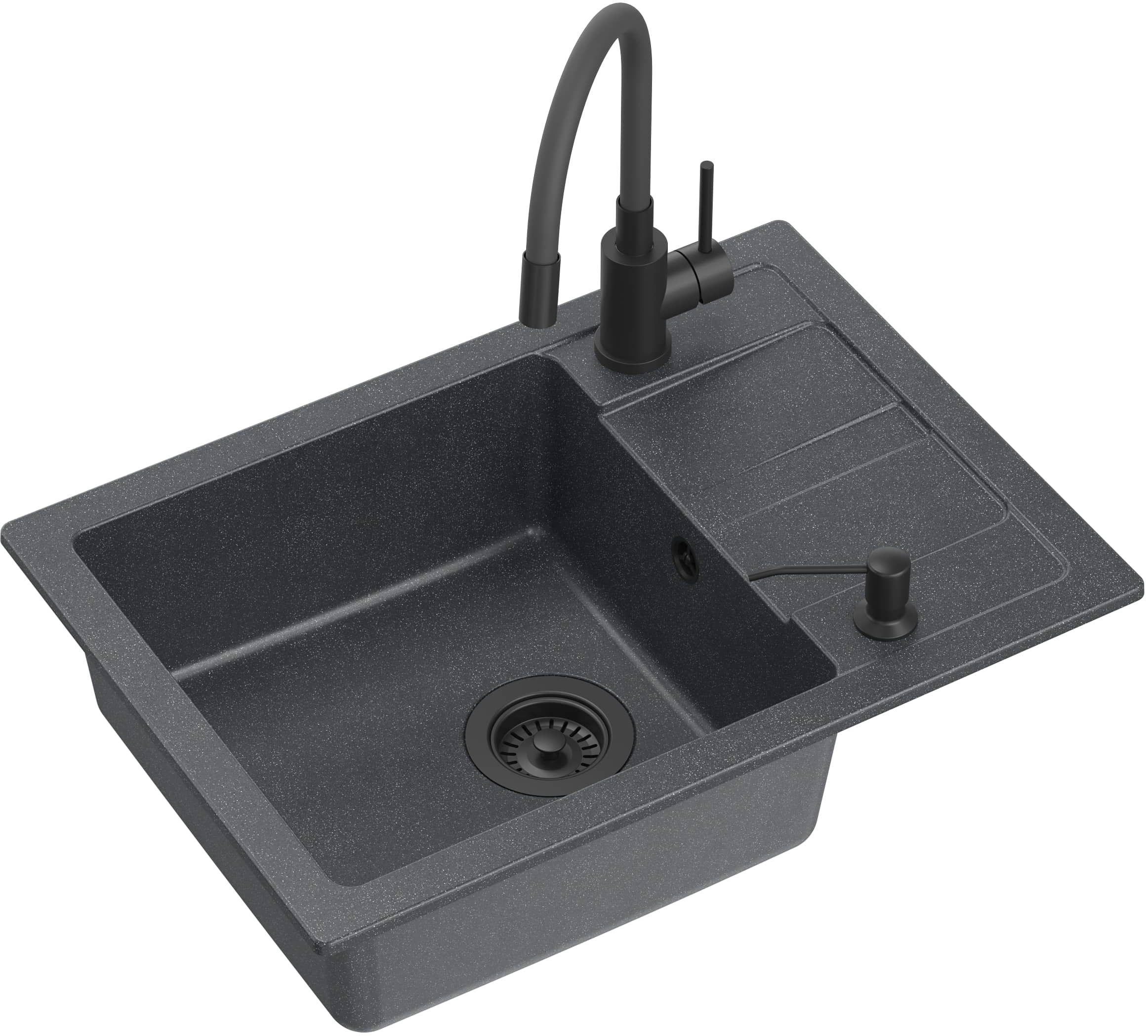 Quadron Ready Smart lavello con rubinetto e dispenser nero/nero LA_TQ6244RSBLM