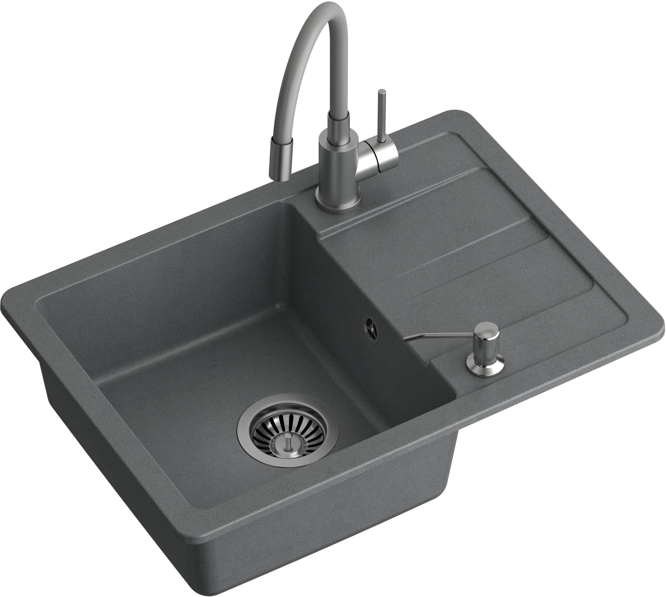 Quadron Ready Smart lavello con rubinetto e dispenser grigio/acciaio LA_TQ6244RSSZ