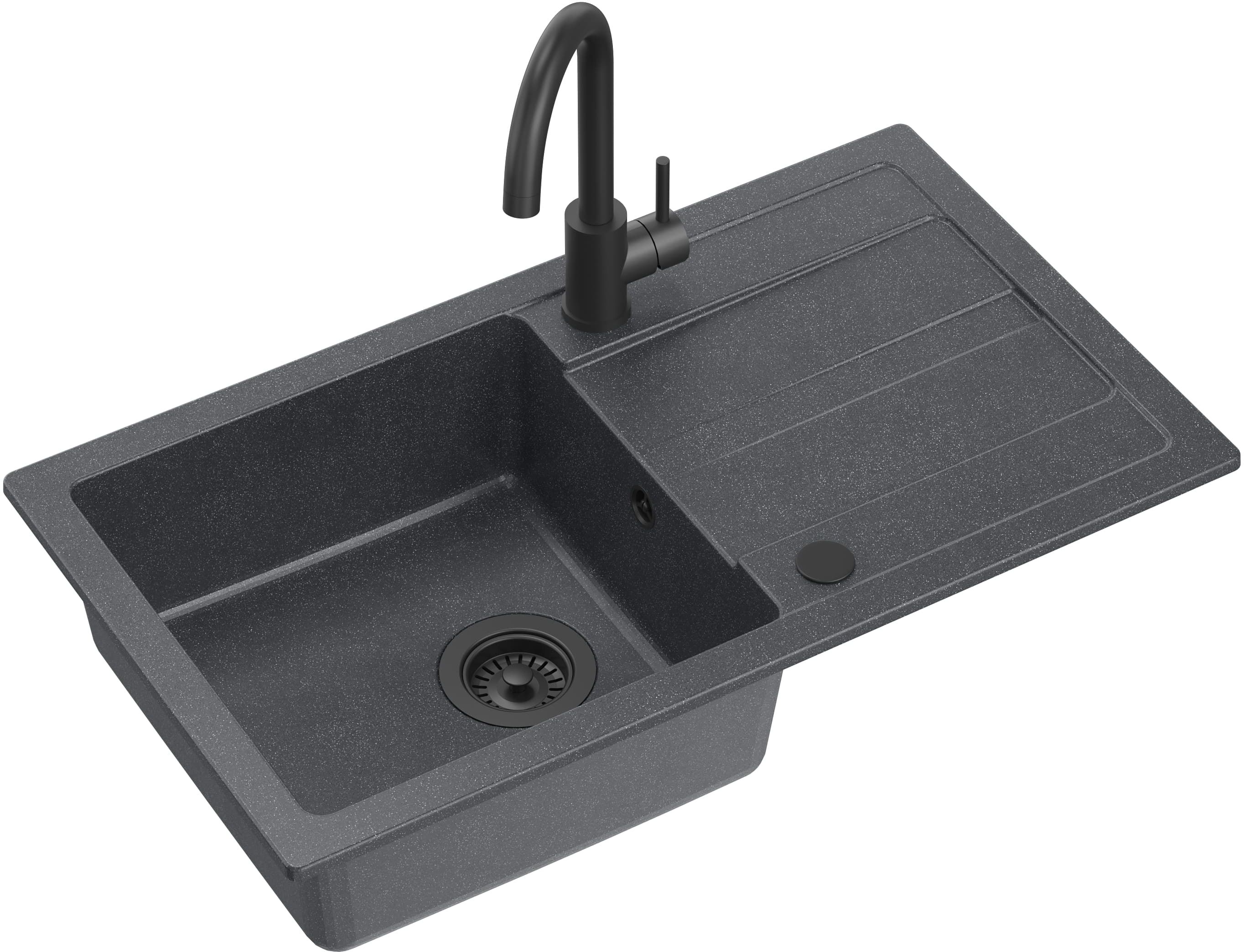 Quadron Go Max lavello con rubinetto nero/nero LA_TQ7744GMBLM
