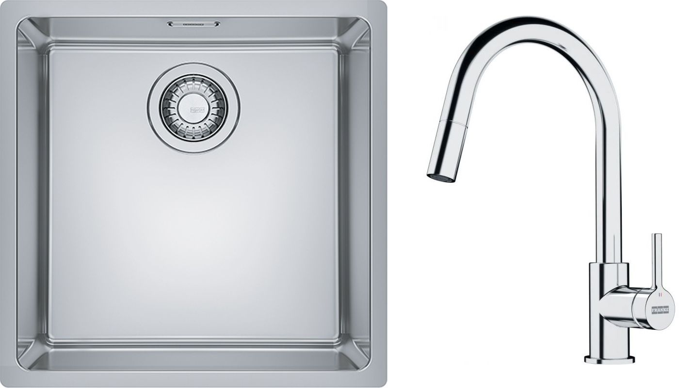 Set lavello in acciaio Franke Maris 122.0525.224, rubinetto da cucina Franke Lina 115.0693.229