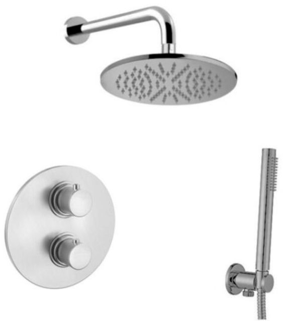 Paffoni Light set doccia da incasso con soffione acciaio LIQ018ZSC2CST