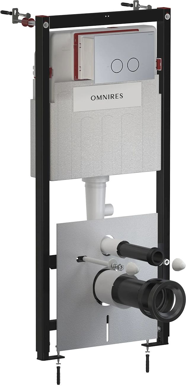 Omnires Flush Set modulo di installazione con placca di comando per vaso sospeso STFWC1R45-RNI