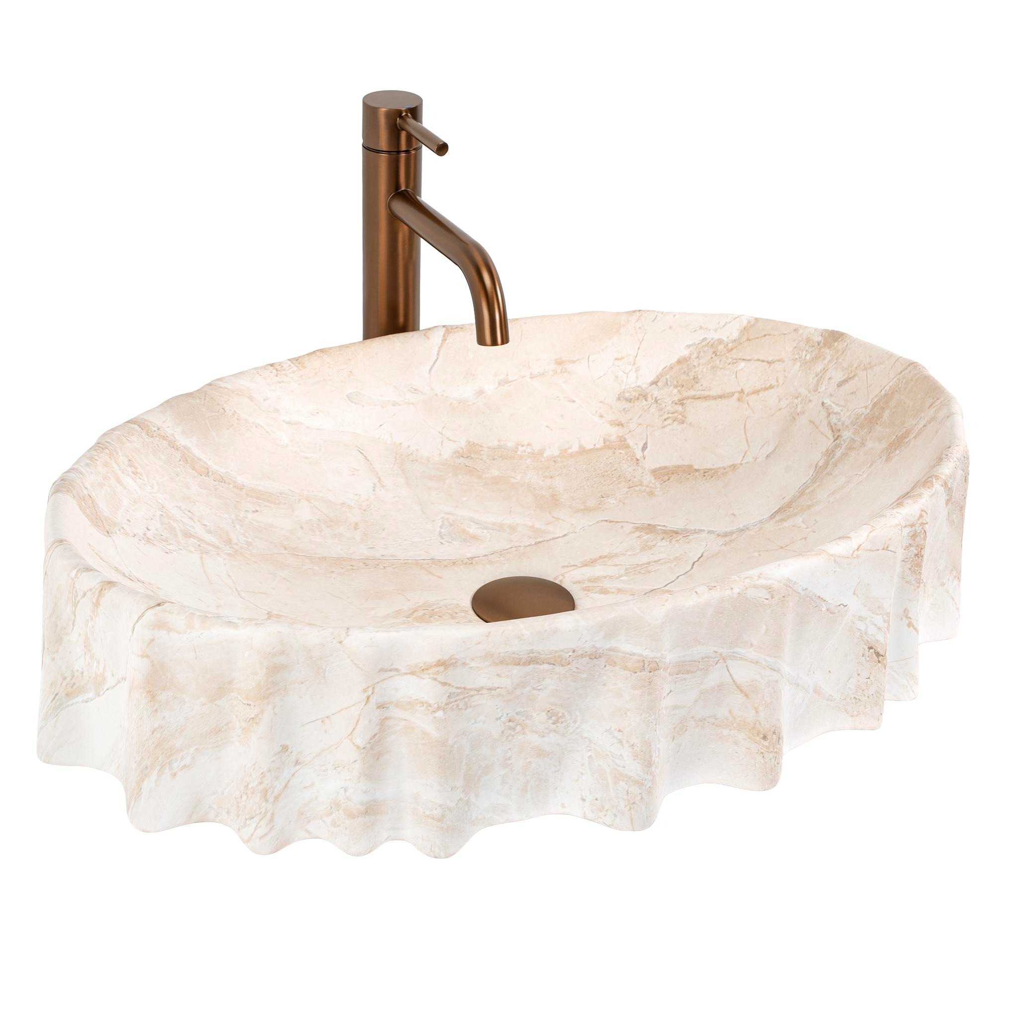 Rea Aurelia lavabo 59x38 cm ovale da appoggio marrone/beige opaca REA-U3505
