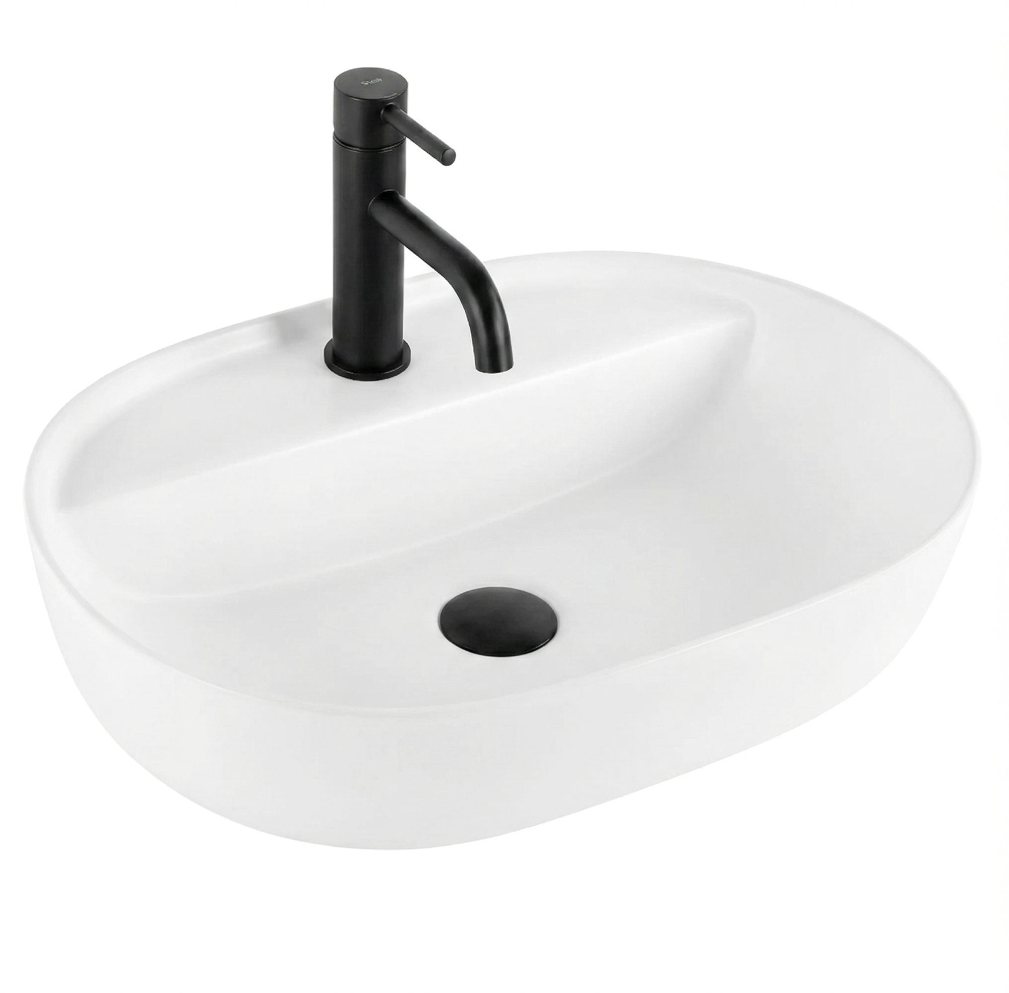 Rea Aura lavabo 50.5x38.5 cm ovale da appoggio bianco lucida REA-U7340