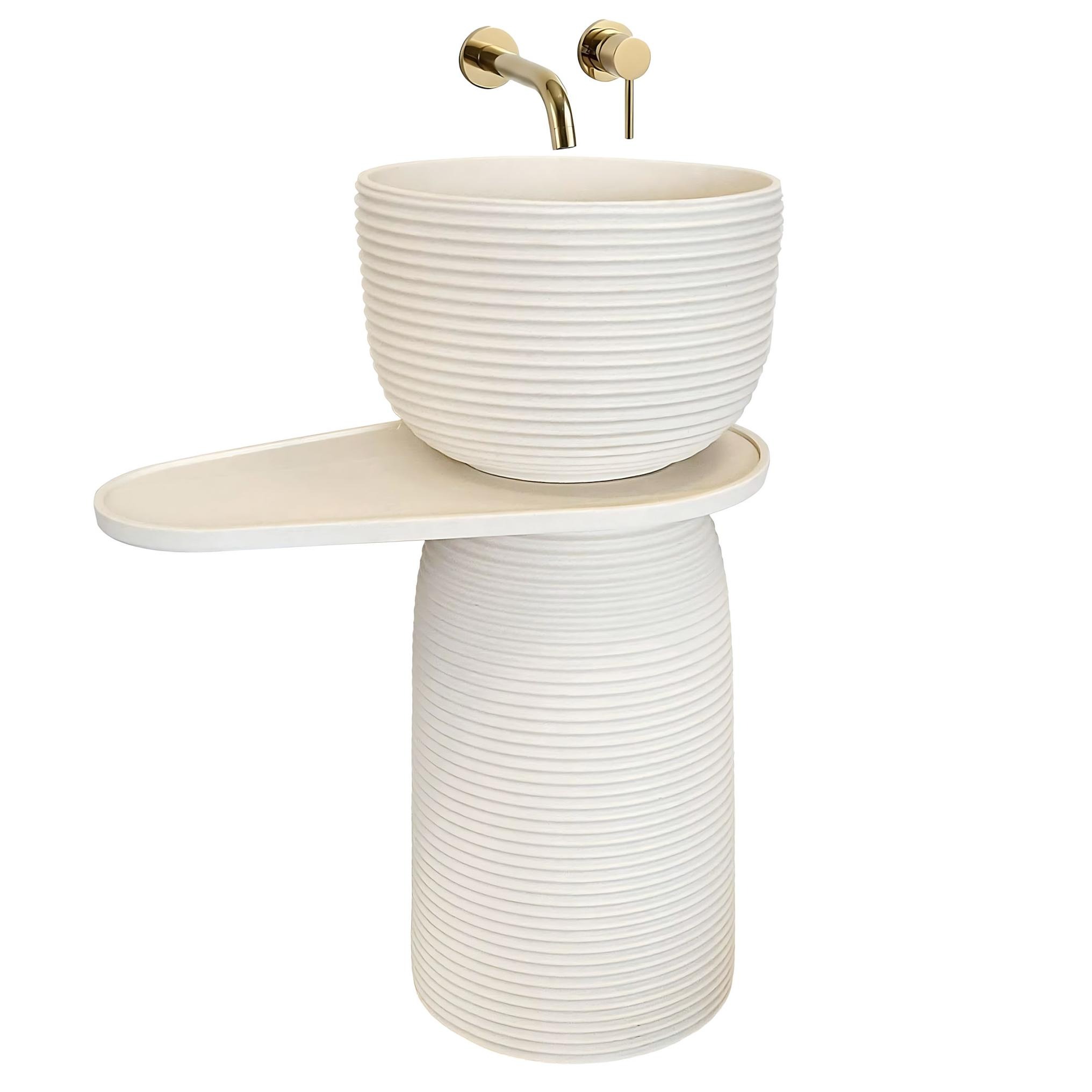 Rea Azalia lavandino da terra 39x39 cm rotonda freestanding marrone/beige opaca REA-U3506