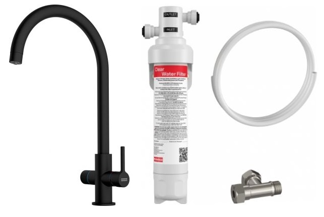 Set rubinetto da cucina Franke Lina 120.0730.807, filtro sottolavello Franke Clear Water 150.0730.809
