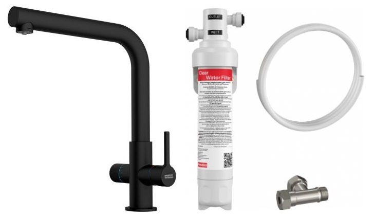 Set rubinetto da cucina Franke Lina 120.0730.802, filtro sottolavello Franke Clear Water 150.0730.809