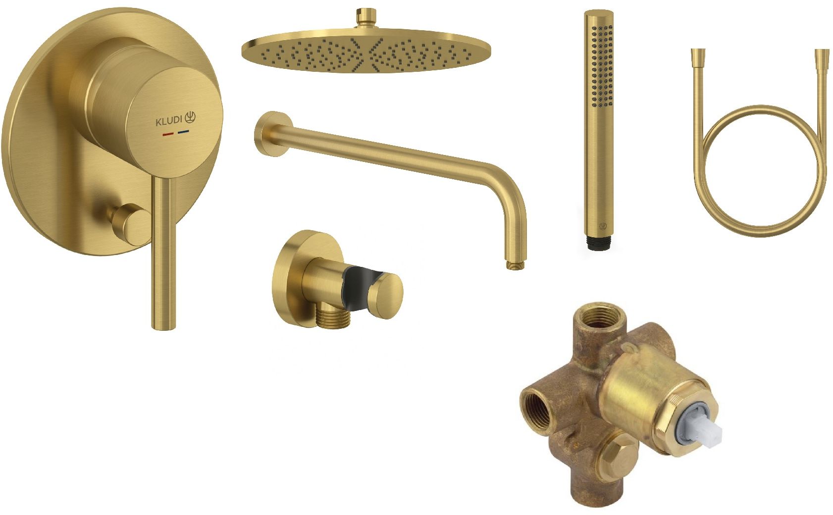Set soffione doccia Kludi A-QA 64330N0-00, rubinetto per vasca e doccia Kludi Bozz 38716N076, 38624N, 66514N0-00, 39120N0-00, 61071N0-00, 60547N0-00