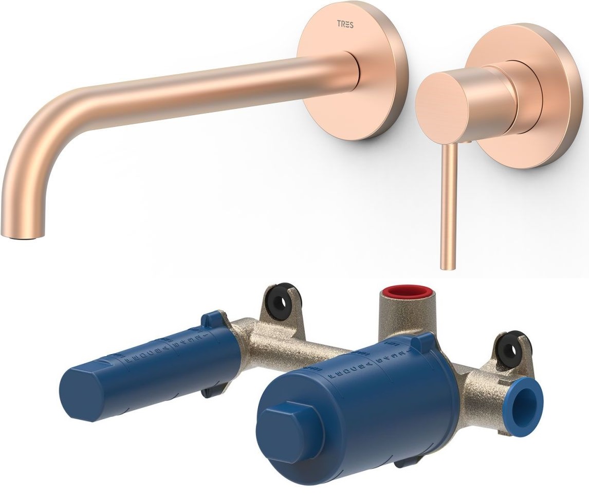 Set rubinetto per lavabo Tres Study 26230022OPM, corpo incasso Tres 20830002