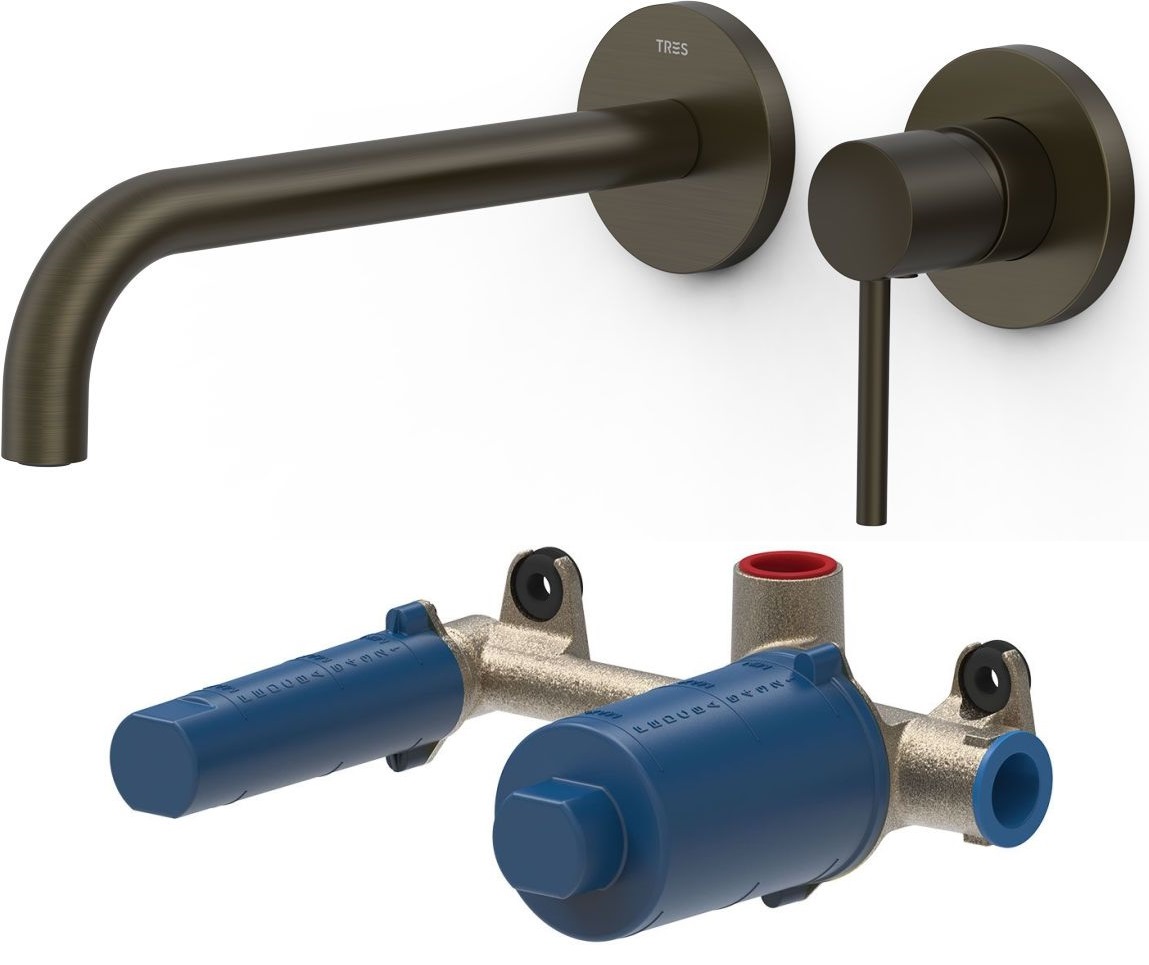 Set rubinetto per lavabo Tres Study 26230022KMB, corpo incasso Tres 20830002