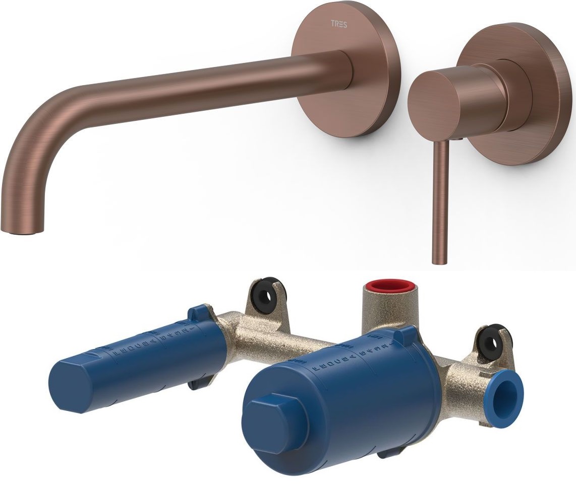 Set rubinetto per lavabo Tres Study 26230022VO, corpo incasso Tres 20830002