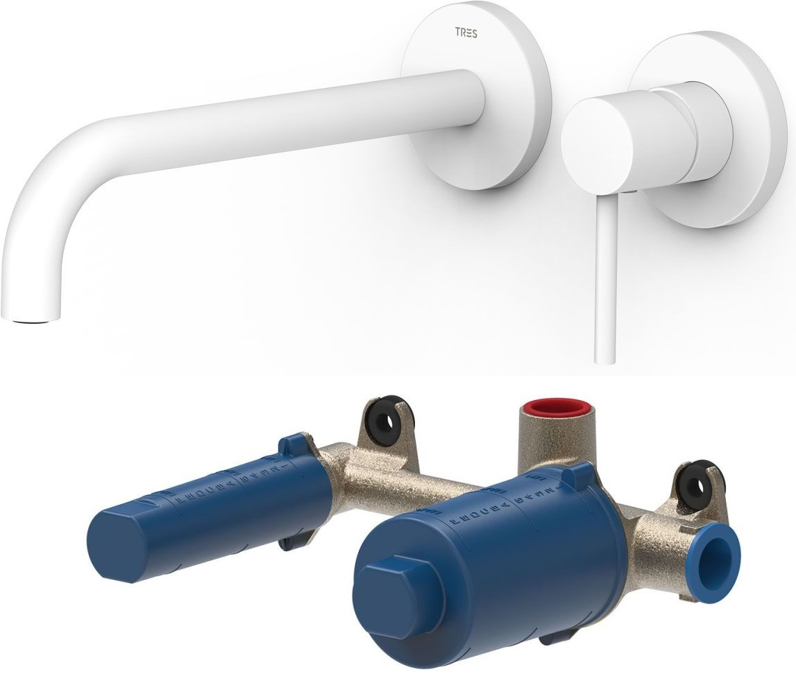 Set rubinetto per lavabo Tres Study 26230022BM, corpo incasso Tres 20830002