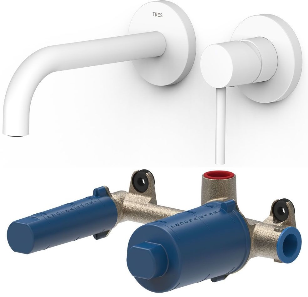 Set rubinetto per lavabo Tres Study Exclusive 26230021BM, corpo incasso Tres 20830002