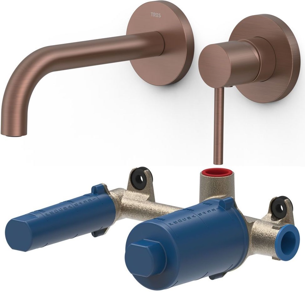Set rubinetto per lavabo Tres Study Exclusive 26230021VO, corpo incasso Tres 20830002
