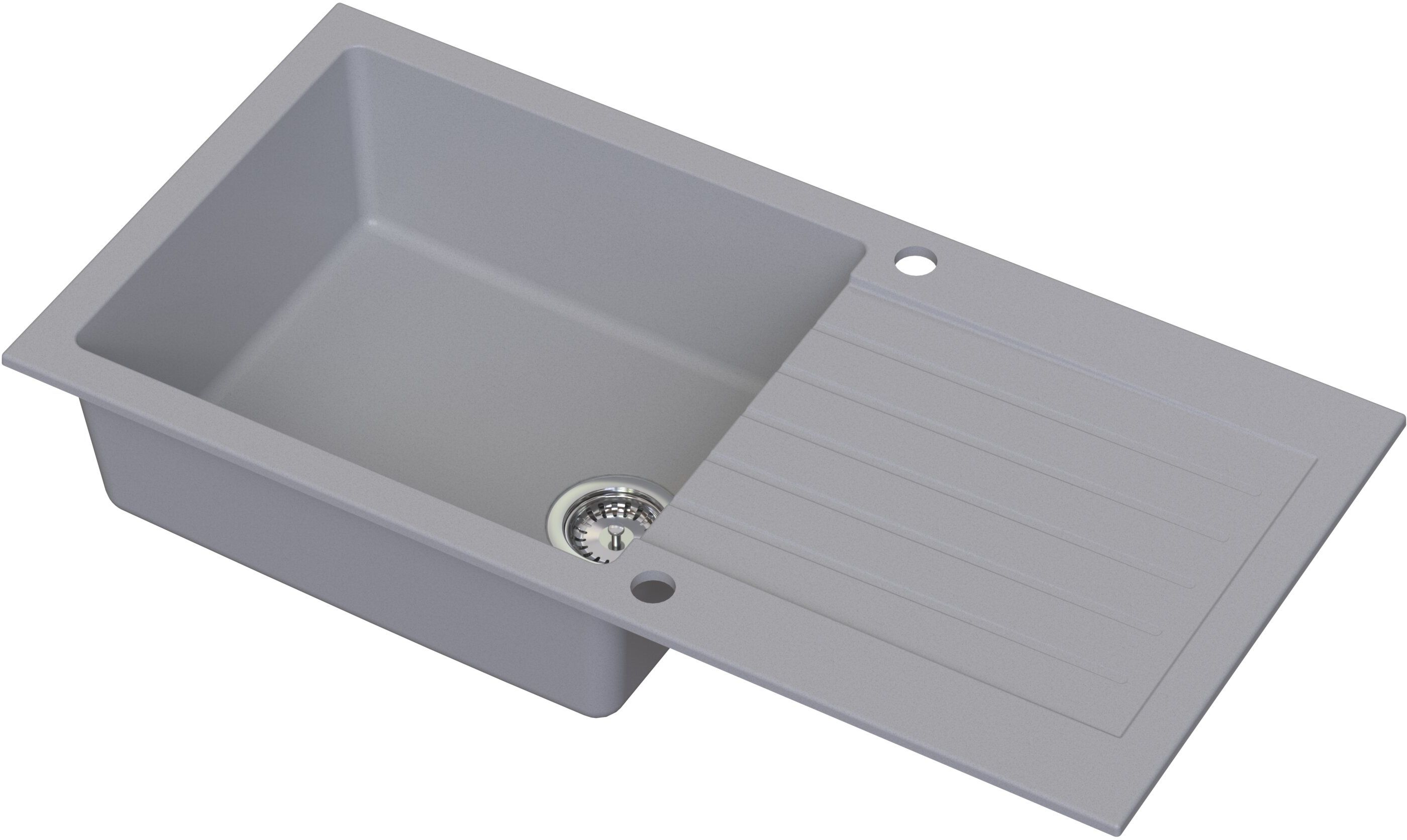 Ruvetti Pineko 160 Long lavello in granito 100x50 cm grigio/grafite/inox 3001PN_GR160L-W