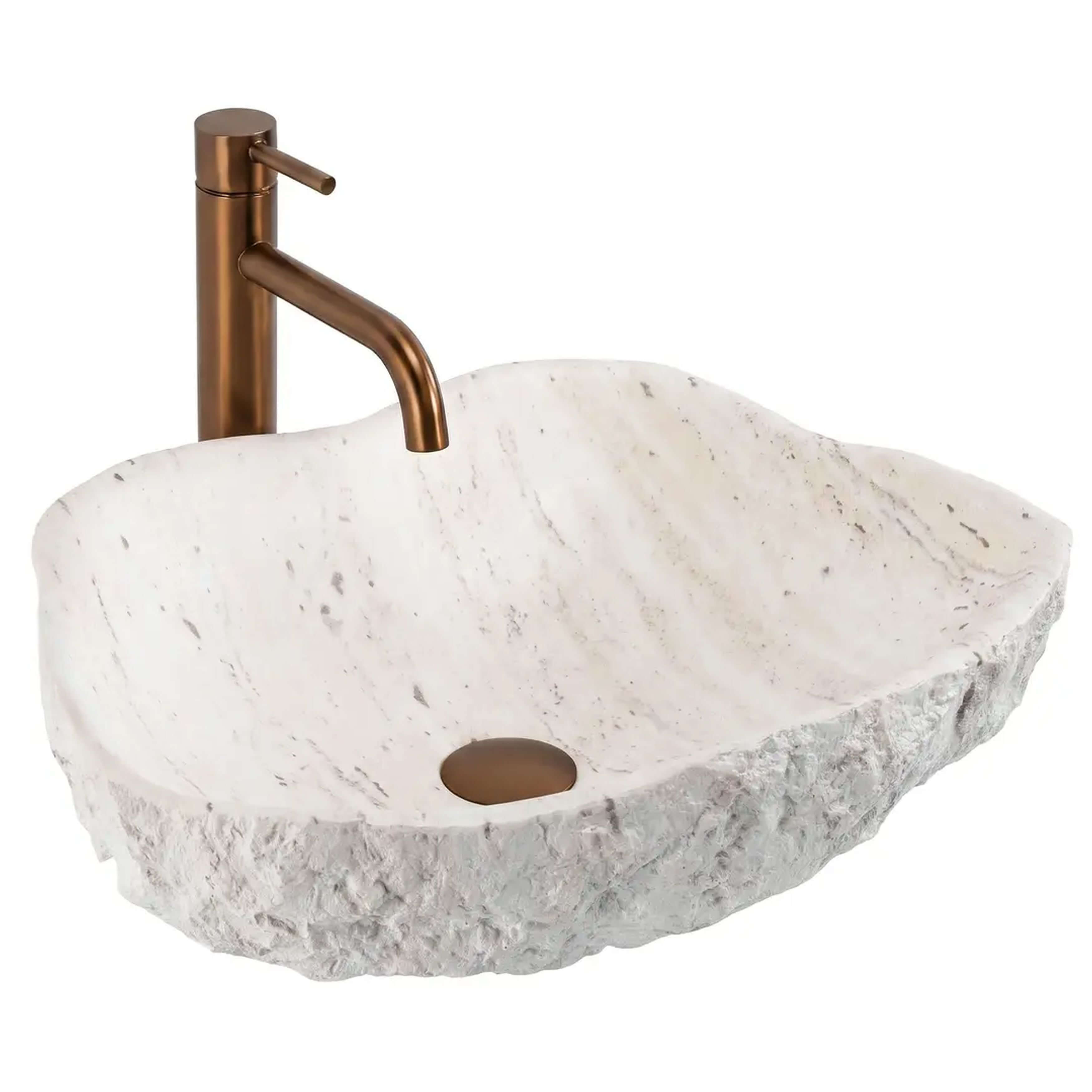 Rea Isla lavabo 49x37 cm da appoggio bianco-grigio/pietra-marrone/beige opaca REA-U0642