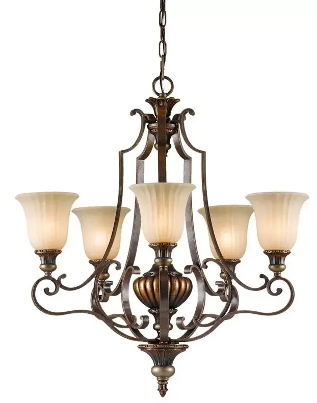 Elstead Lighting Kelham Hall lampada sospesa 5x60 W oro-marrone FE-KELHAM-HALL5-UPLT
