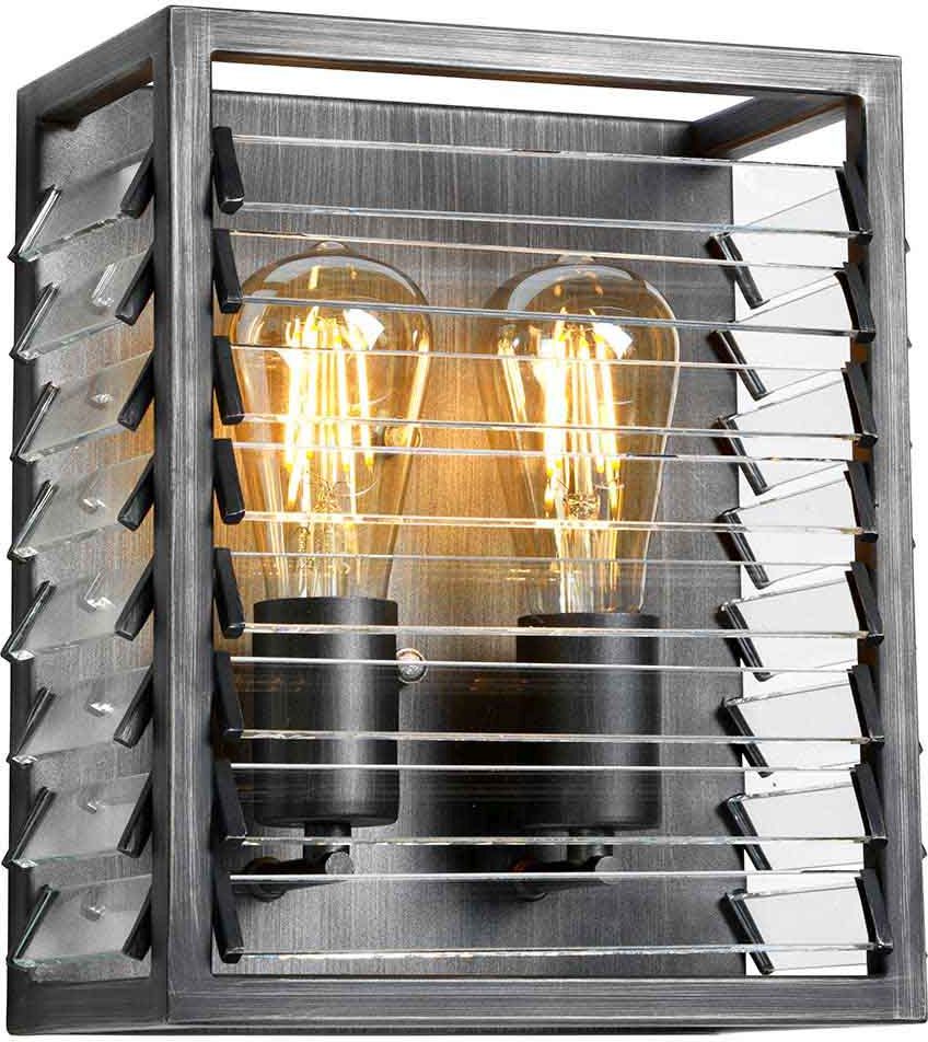 Elstead Lighting Louvre lampada da parete 2x60 W grigio LOUVRE2