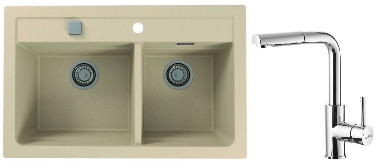 Set lavello in granito Alveus Atrox 1131999, rubinetto da cucina Alveus Siros 1129047