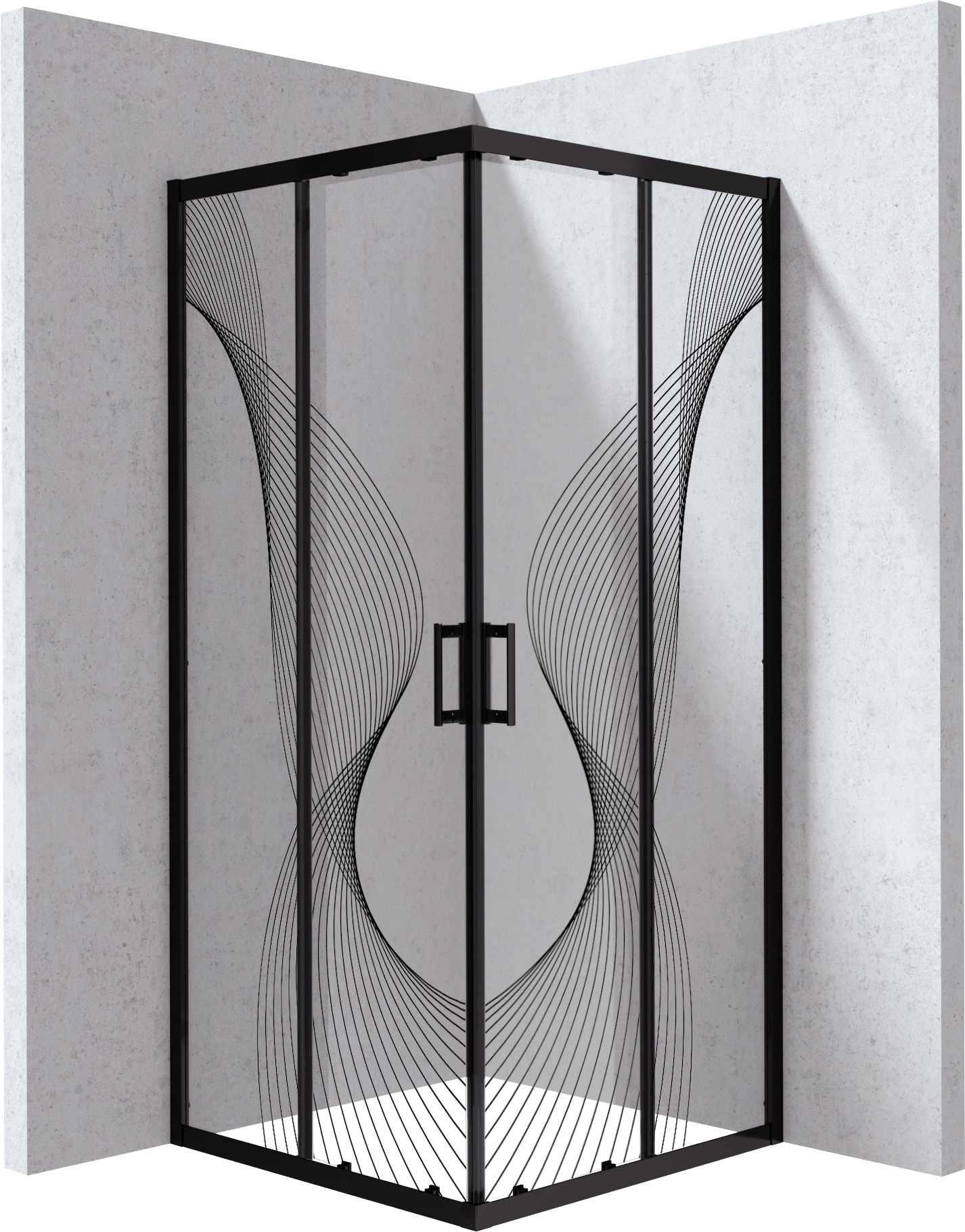 Deante Funkia Evo box doccia 90x90 cm quadrato nero opaca/vetro con motivo KYC_NB99P