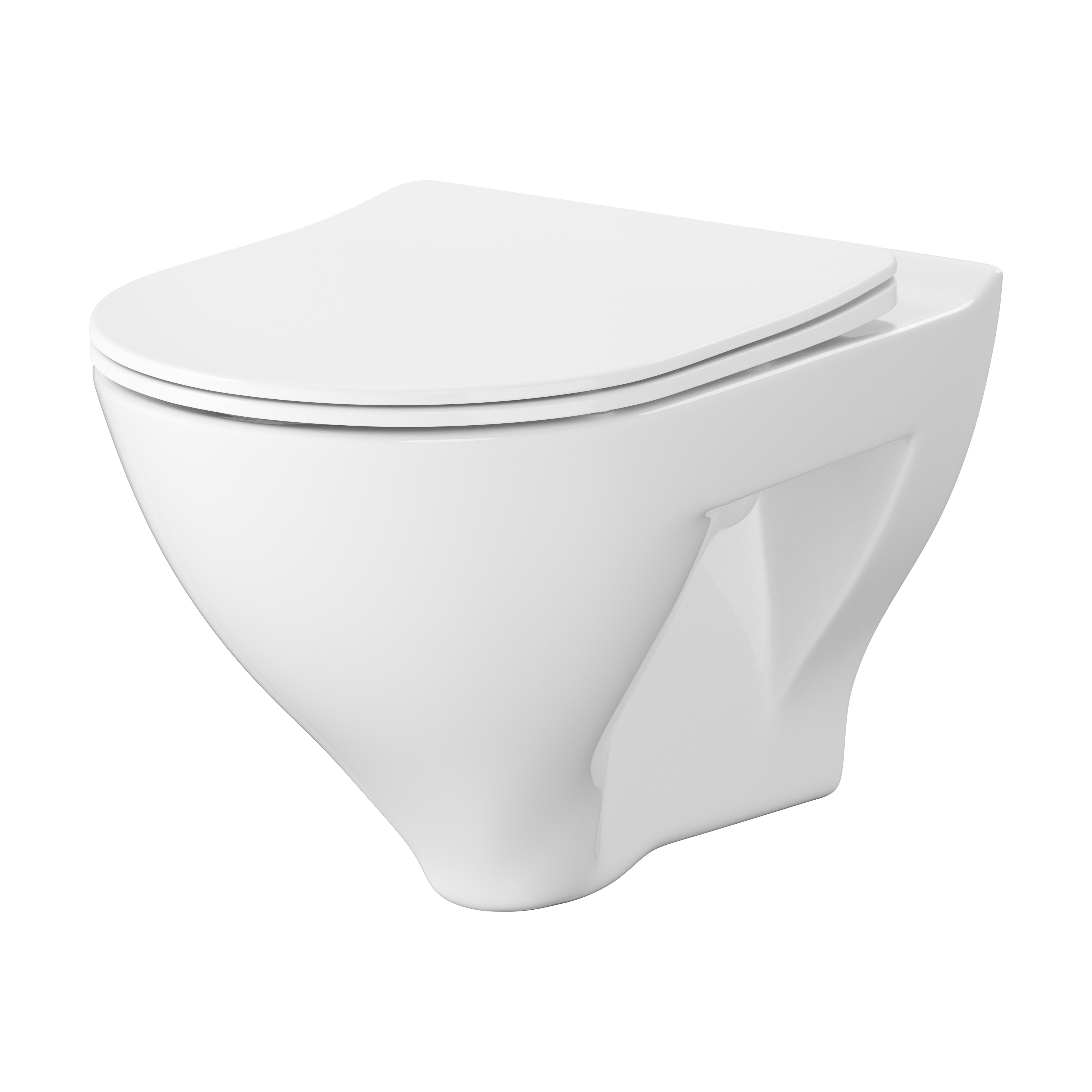 Cersanit Mille vaso wc con copriwater a discesa lenta sospeso senza brida con scarico a vortice bianco lucida S4042-002