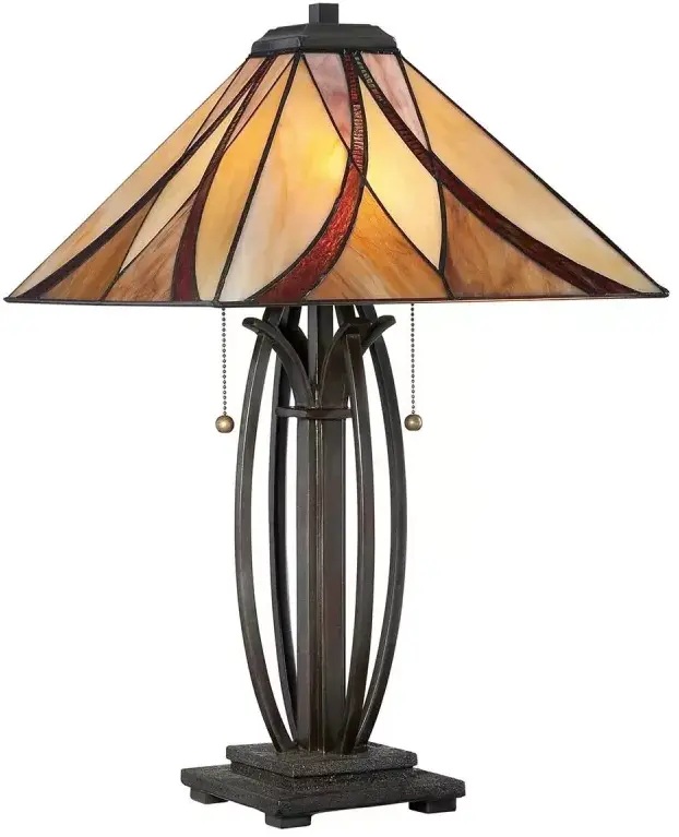 Elstead Lighting Asheville lampada da tavolo 2x60 W ambra-crema-rosso QZ-ASHEVILLE-TL
