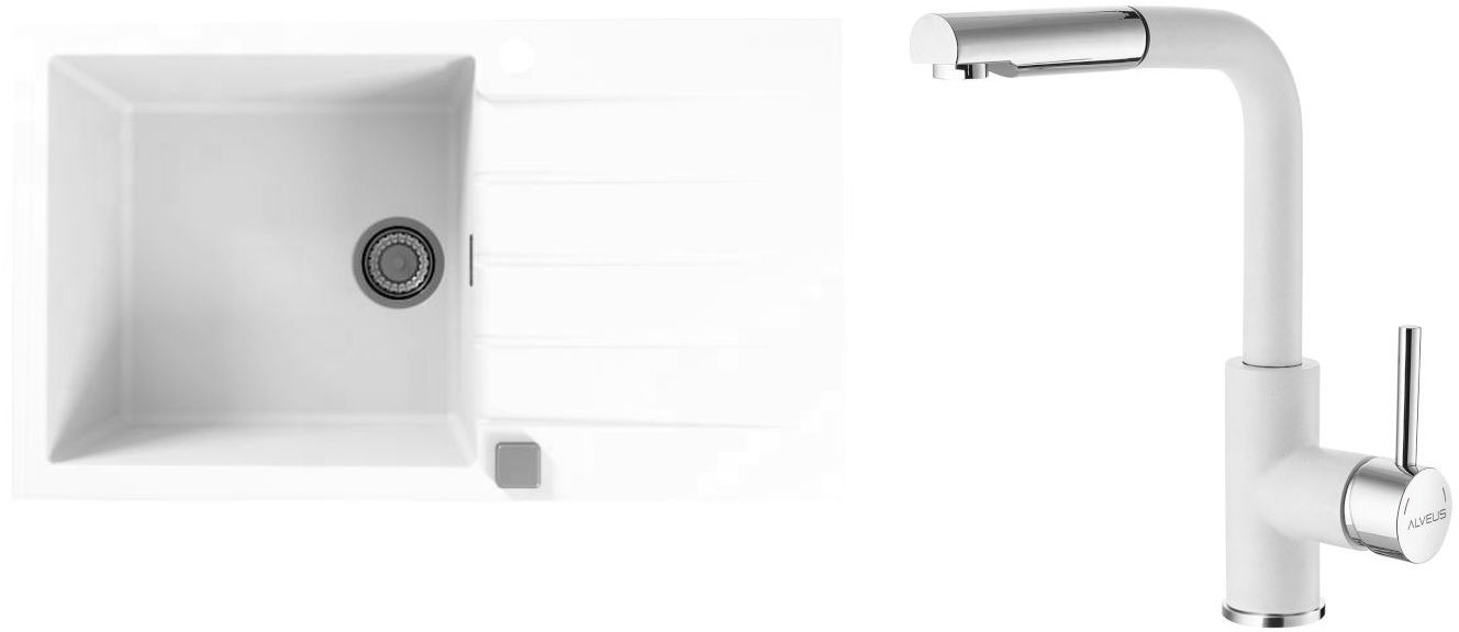 Set lavello in granito Alveus Cadit 1132027, rubinetto da cucina Alveus Siros 1129046