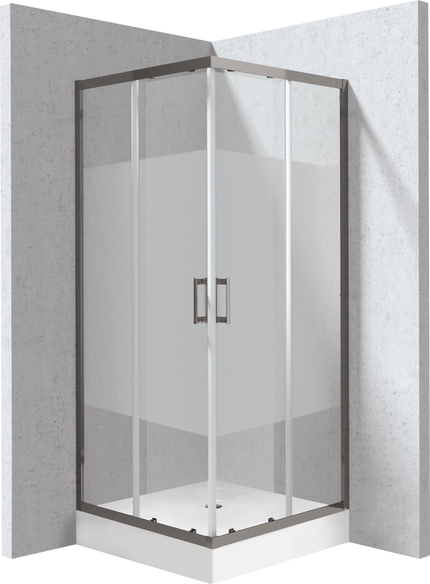 Deante Funkia Evo box doccia con piatto doccia 80x80 cm quadrato grafite opaca/vetro con motivo KYC_ZDE88P