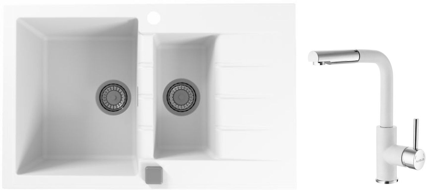 Set lavello in granito Alveus Cadit 1131357, rubinetto da cucina Alveus Siros 1129046